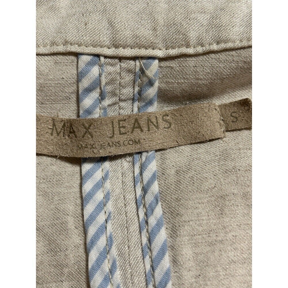 MAX JEANS Linen Blend Cream Jacket with Pockets & Cinch Tie Waist Size Small - Picture 6 of 9